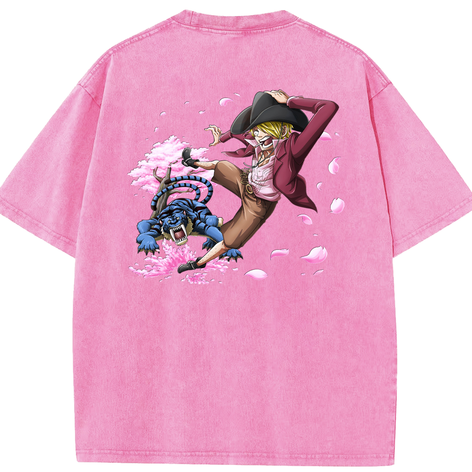 （画像用） ワンピース サンジ ONE PIECE Sanji 綿100% ヴィンテージ風 半袖Tシャツ（背面プリント）